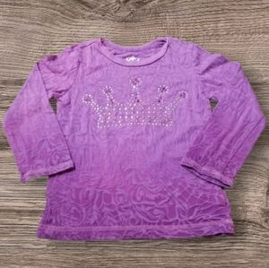 C. PLACE GIRLS PURPLE LONG SLEEVE BEADED FRONT TOP